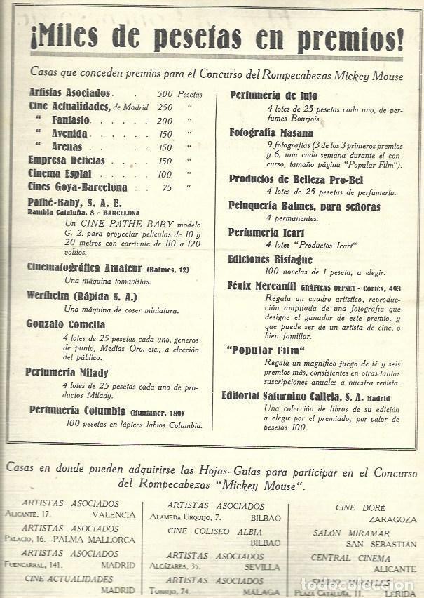 Postales: LAMINA 37922: Publicidad Concurso Mickey Mouse - VVAA