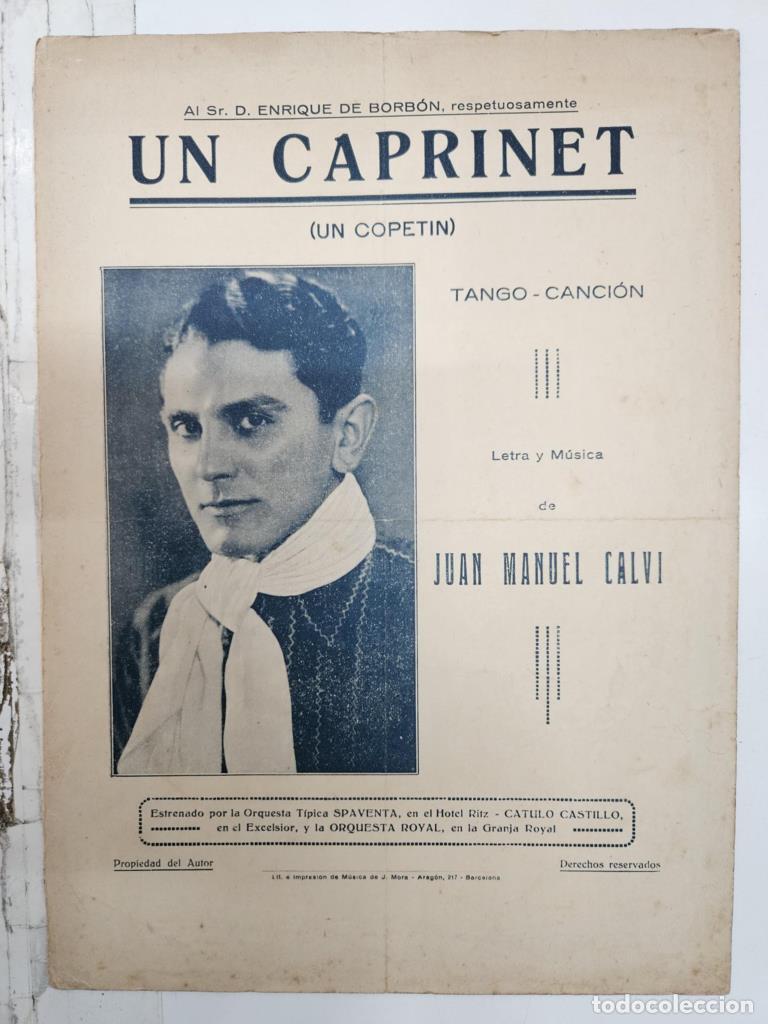 Cartoline: Partitura para piano (numerada 17): un caprinet (un copetin). Tango cancion, letra y m&uacute;sica de Juan