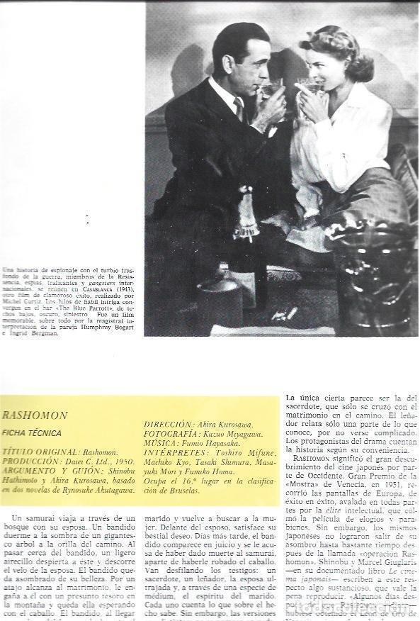 Postais: LAMINA 38220: Bogart y Bergman en Casablanca y ficha de Rashomon - VVAA