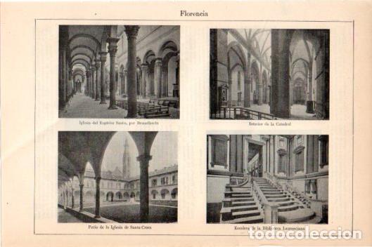 Postais: LAMINA V45855: Florencia patio de Santa Croce e interior de la Catedral - Varios