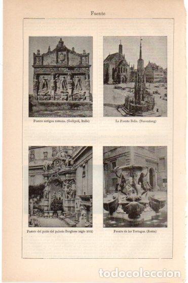 Postales: LAMINA V46031: Fuentes en Gallipoli, Nuremberg, Palacio Borghese y Roma - Varios