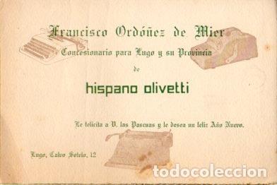 Cartes Postales: V48233: Felicitacion Navidad Francisco Ordo&ntilde;ez Mier concesionario de Hispano Olivetti en Lugo - NULL