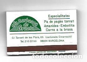 Cartoline: CAJA DE CERILLAS 34: Restaurante La Barbacoa de Gracia. Barcelona - NULL