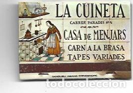 Postais: CAJA DE CERILLAS 11: Restaurante La Cuineta. Barcelona - NULL