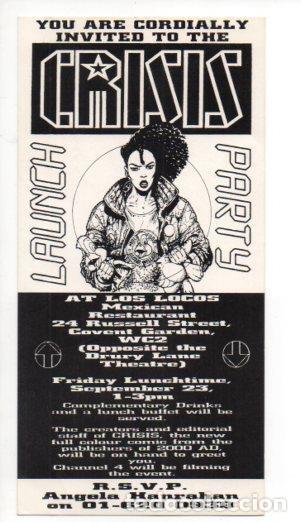 Postais: V49515: Publicidad Launch Party of CRISIS en Los Locos Mexican, Covent Garden Londres - NULL