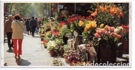 Postais: V49490: Vista de las paradas de flores de Las Ramblas en Barcelona - NULL