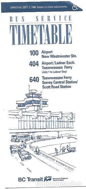 Postales: VARIOS 6645: Bus Service Timetable Vancouver - VVAA - Foto 1