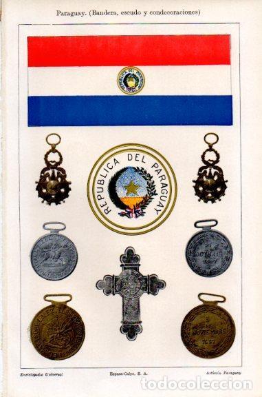 Postkarten: LAMINA V51213: Bandera, escudo y condecoraciones de Paraguay - Varios.