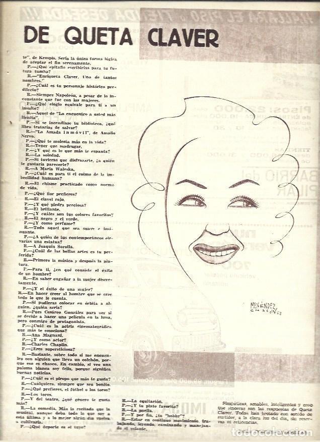 Postcards: LAMINA 40903: Caricatura de Queta Claver por Menendez - VVAA