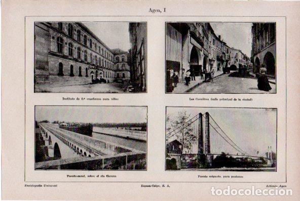 Cartoline: LAMINA ESPASA V52183: Vistas de Agen, Francia - Varios