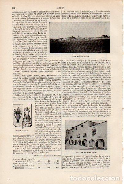 Postais: LAMINA ESPASA V51940: Vista y escudo de Zafra - Varios