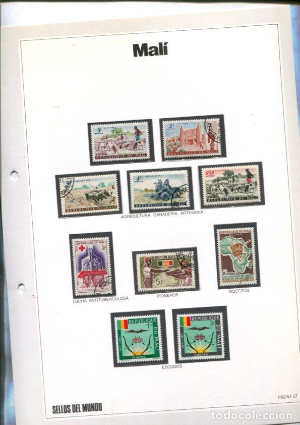Cartoline: Sellos del Mundo: hoja numero 057: 10 sellos diversos de Mali