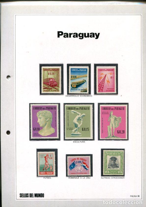Postkarten: Sellos del Mundo: hoja numero 096: 10 sellos diversos de Paraguay