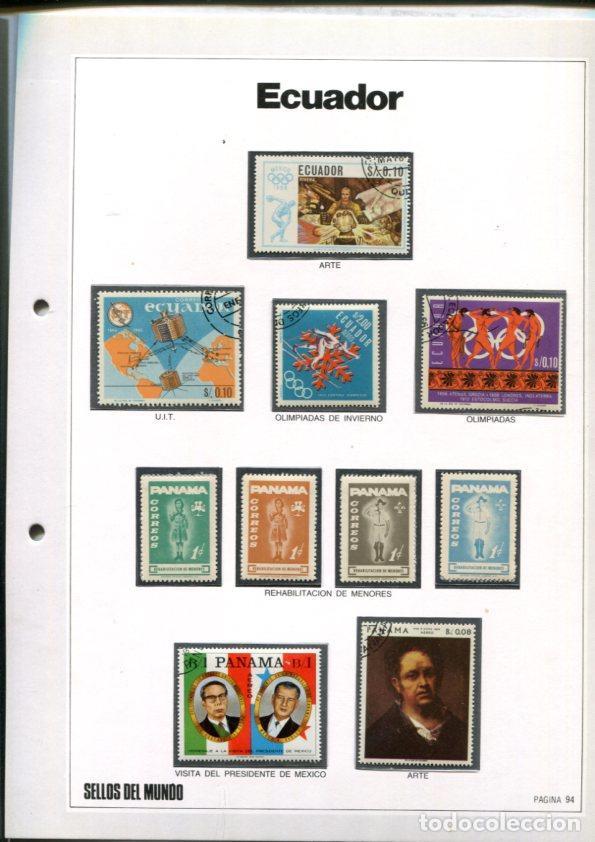 Postcards: Sellos del Mundo: hoja numero 094: 10 sellos diversos de Ecuador