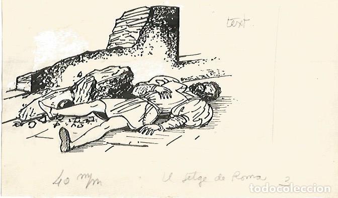 Postkarten: DIBUJO 3645: BOCETO NUMERO 3 EN TINTA NEGRA PARA EL SETGE DE ROMA - D IVORI