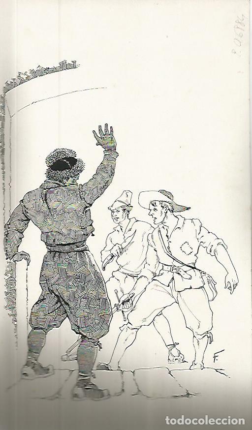 Postales: DIBUJO 3651: BANDOLEROS. BOCETO EN TINTA NEGRA - F.