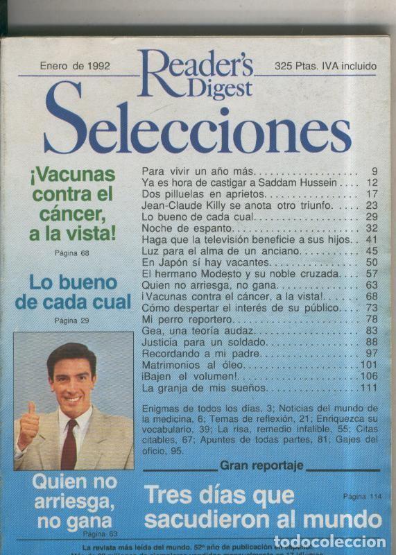 Postales: Selecciones del Readers Digest: 1992 enero: Para vivir un a&ntilde;o mas - Varios