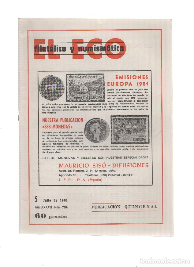 Postkarten: El Eco Filatelico y Numismatico numero 0794: Exposicion Filatelica PATUM 81- BERGA - Varios