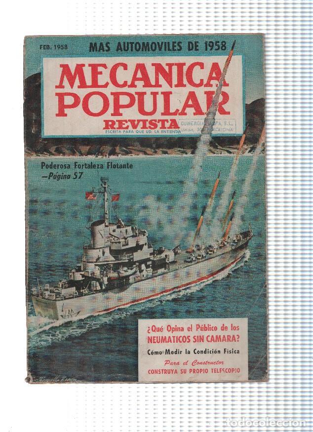 Postales: Mecanica Popular: febrero 1958: Poderosa fortaleza flotante - Varios