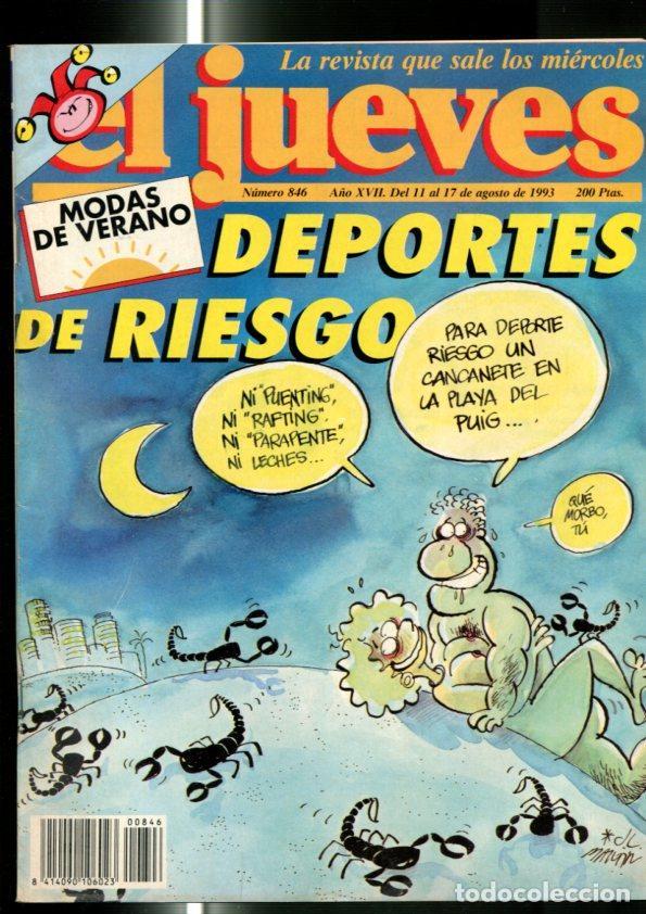 Postales: El Jueves revista semanal numero 0846: Deportes de riesgo, pagina central caricatura de Indurain - V