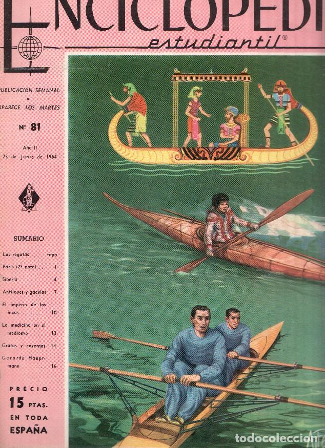 Postcards: Enciclopedia Estudiantil numero 081 (1964): Gerardo Hauptmann, La medicina en el medievo, Grutas y c