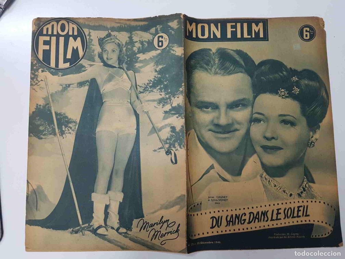 Postkarten: Revista: Mon Film num 022, decembre 1946 - Du sang Dans le Soleil. Portada: James Cagney et Sylvia S