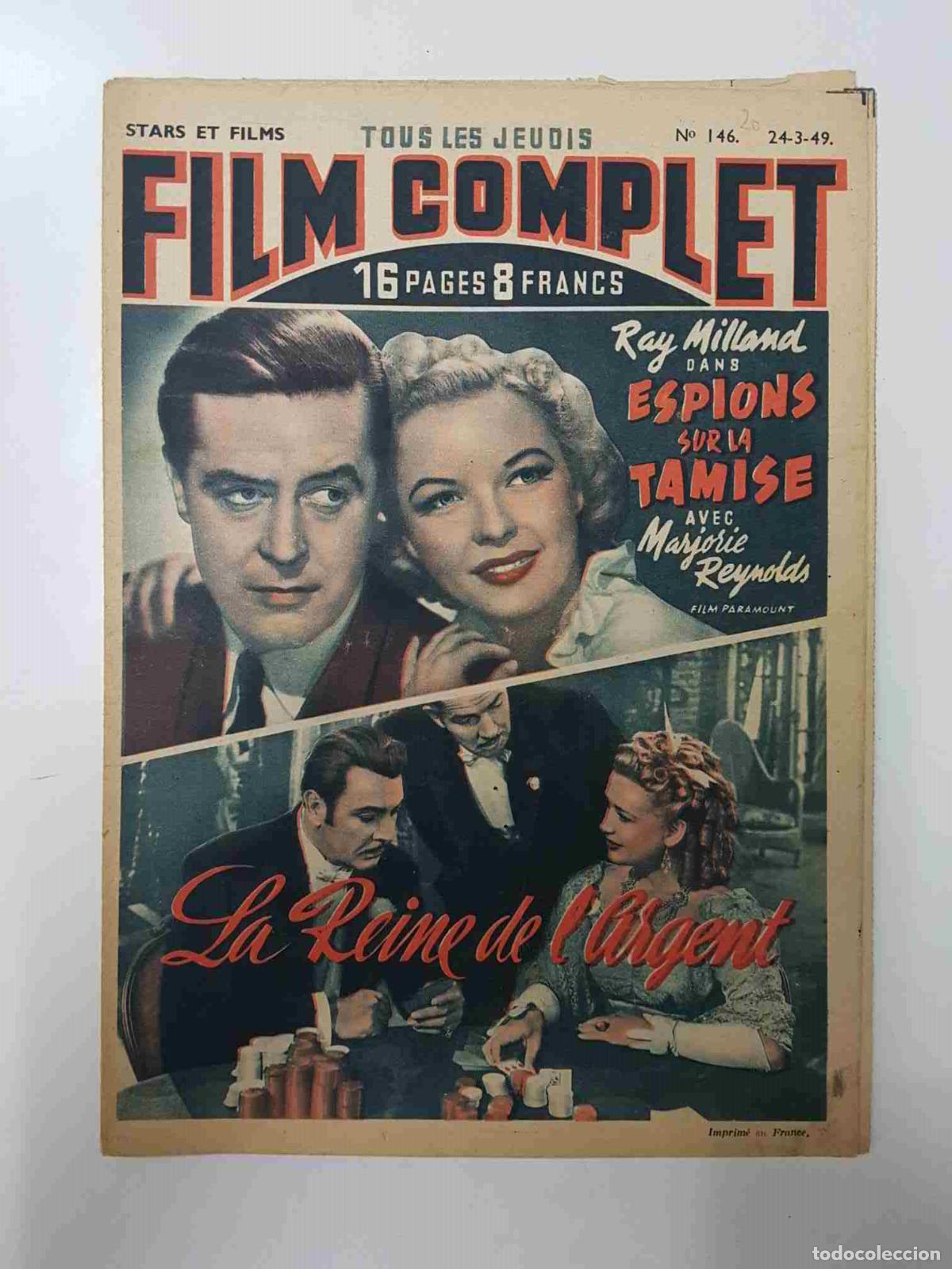Cartoline: Revista: Film Complet num 146 (1949) - La Reine de largent. Portada: Ray Milland, Marjorie Reynolds