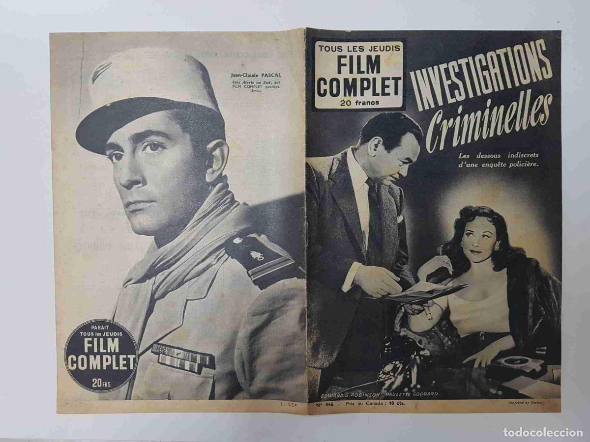 Cartoline: Revista: Film Complet num 456 (1954) - Investigations Criminelles. Portada: Edward G. Robinson, Paul