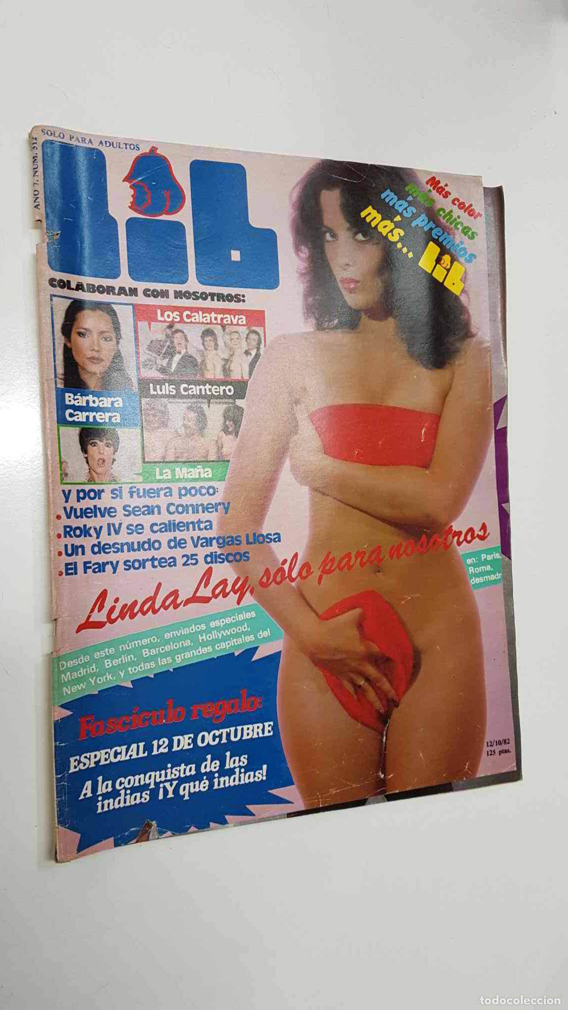 Postales: revista Lib: a&ntilde;o 7, num 312 (12-10-82) - Barbara Carrera, poster: Linda Day. Fasciculo regalo 12 oct