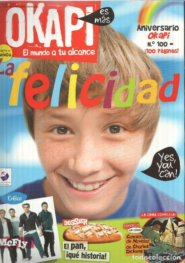 Postkarten: revista Okapi: num 100 dic 2010. EnFoco: McFly. En portada: Abraham Mateo. Comic - Cancion de navida
