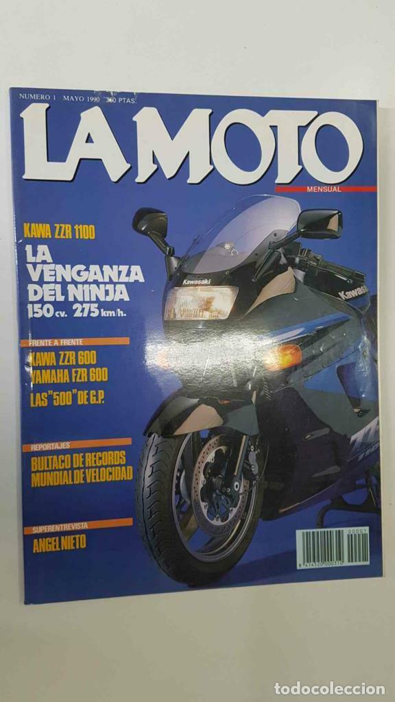 Postales: La Moto num 01 mayo 1990 - Entrevista a Angel Nieto, reportajes: Bultaco de records, mundial de velo