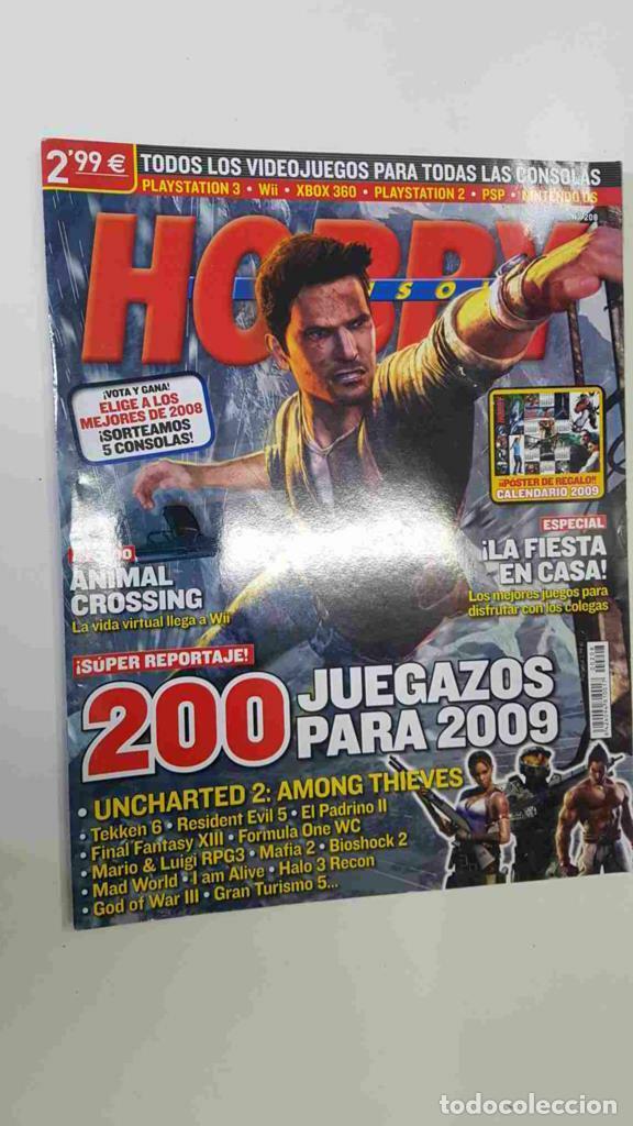 Postales: Hobby Consolas: num 208, febrero 2009. Poster regalo: Calendario 2009. Reportaje: 200 juegazos para