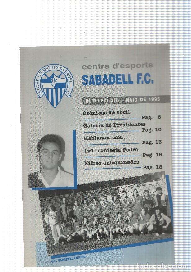 Postais: Centre d esports Sabadell F.C. butlleti XIII maig 1995: Cronicas de - varios