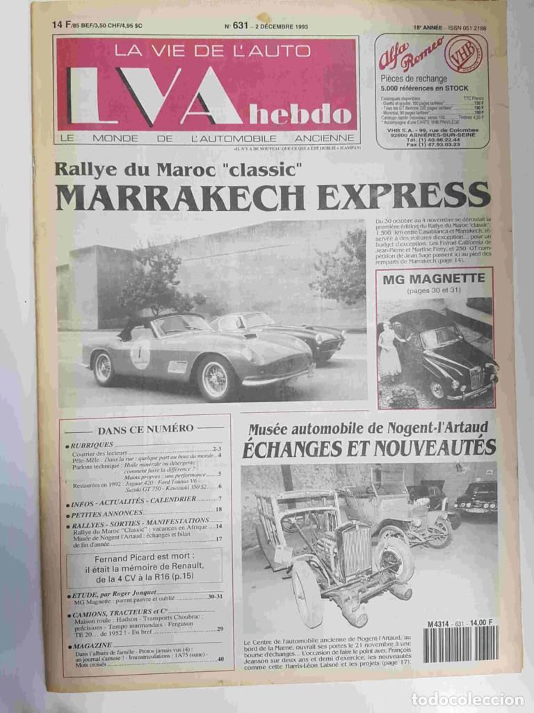 Postales: Revista, Magazine: La Vie de l'Auto LVA hebdo num 631, 2 decembre 1993 - Rallye du Maroc classic -