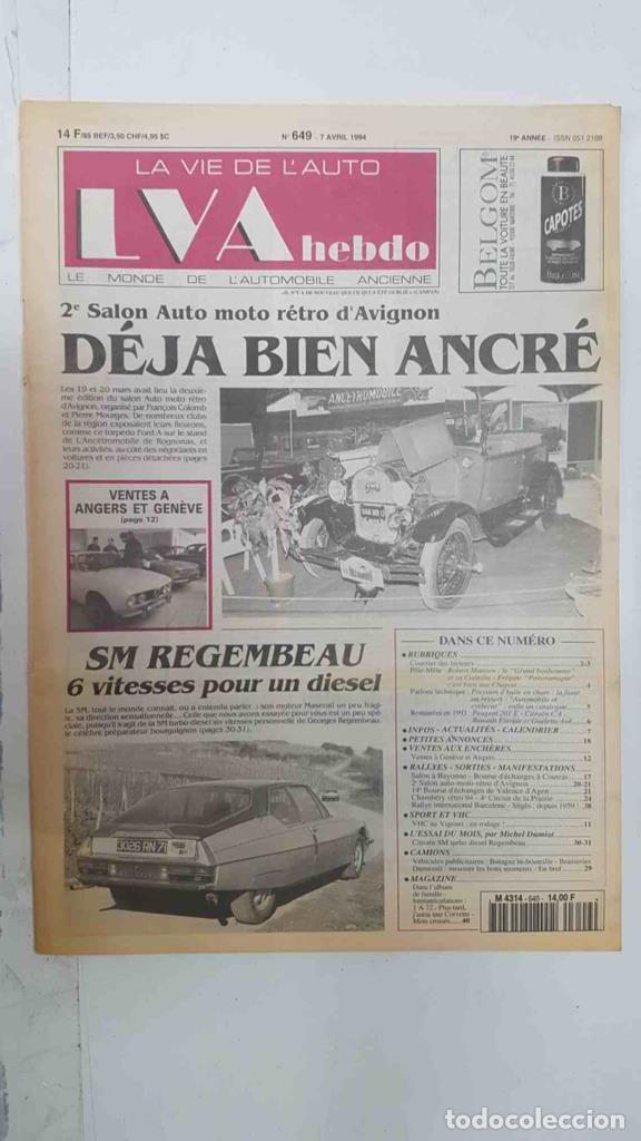 Postales: Revista, Magazine: La Vie de l'Auto LVA Hebdo num 649, 7 avril 1994 - 2e Salon Auto moto r&eacute;tro d'Avi