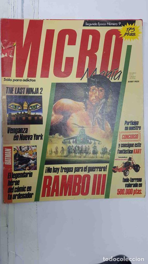 Postales: Revista Micromania Segunda Epoca num 09, A&ntilde;o V, febrero 1989 - Tema de la portada Rambo III. The Las