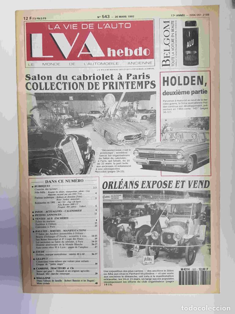 Postales: Revista, Magazine: La Vie de l'Auto LVA hebdo num 543, 26 mars 1992 - Salon du cabriolet a Paris co