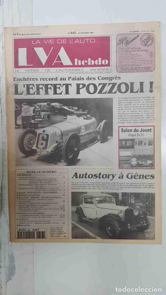 Postales: Revista, Magazine: La Vie de l'Auto LVA Hebdo num 643, 24 fevrier 1994. Ench&egrave;res record au Palais de