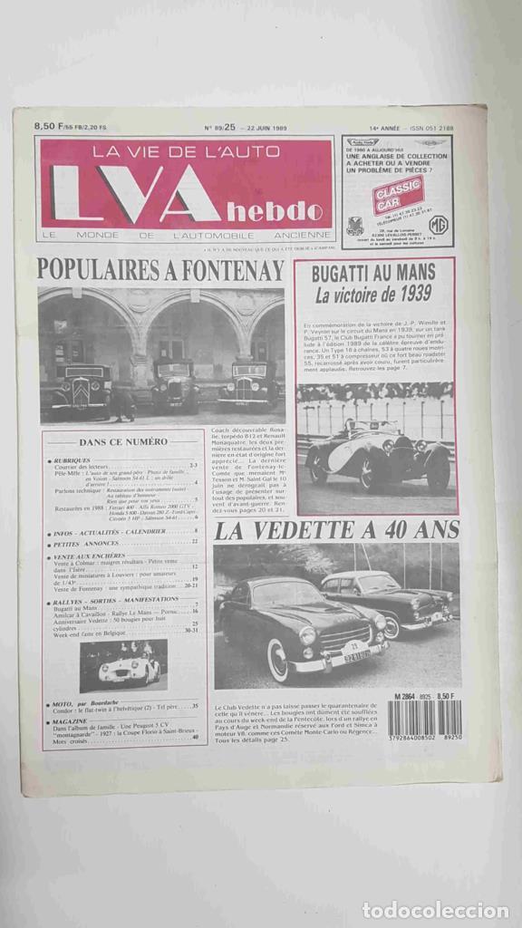Postales: Revista, Magazine: La Vie de l'Auto LVA Hebdo num 89/25, 22 juin 1989 - Bugatti au mans la victoire