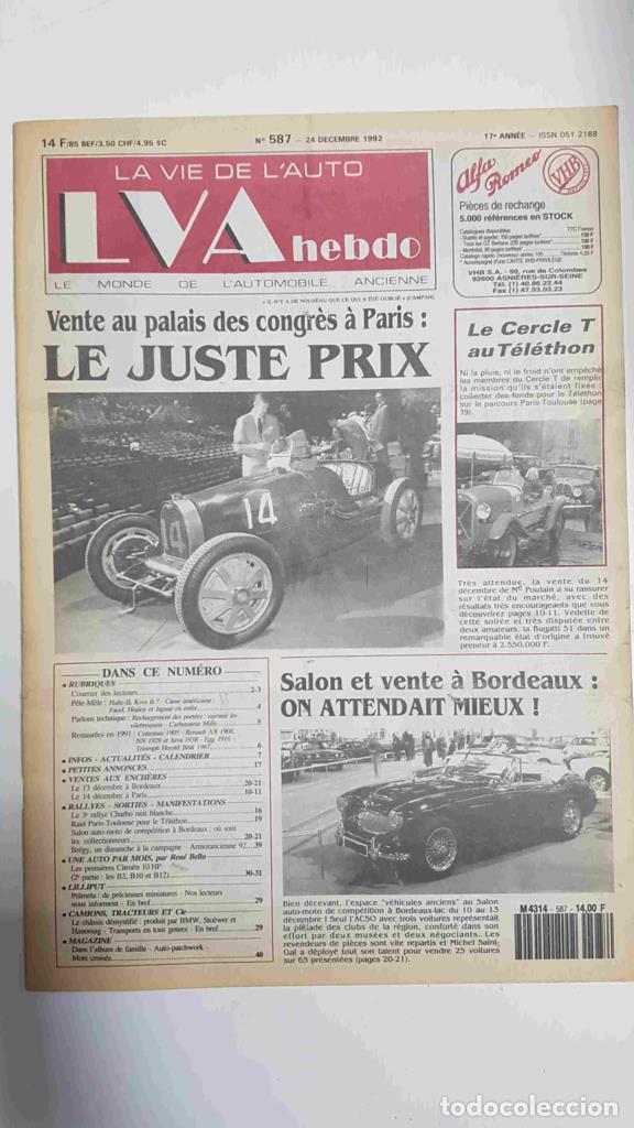 Postales: Revista, Magazine: La Vie de l'Auto LVA Hebdo num 587, 24 decembre 1992 - Vente au palais des congr&egrave;
