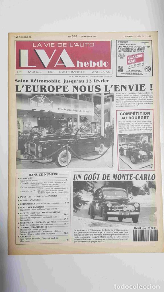 Postales: Revista, Magazine: La Vie de l'Auto LVA Hebdo num 548, 20 fevrier 1992 - Salon Retromobile jusque'a