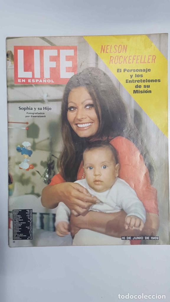 Postales: Life en Espa&ntilde;ol, vol. 33 num 12. 16 de junio de 1969 - Portada Sofia Loren - NULL