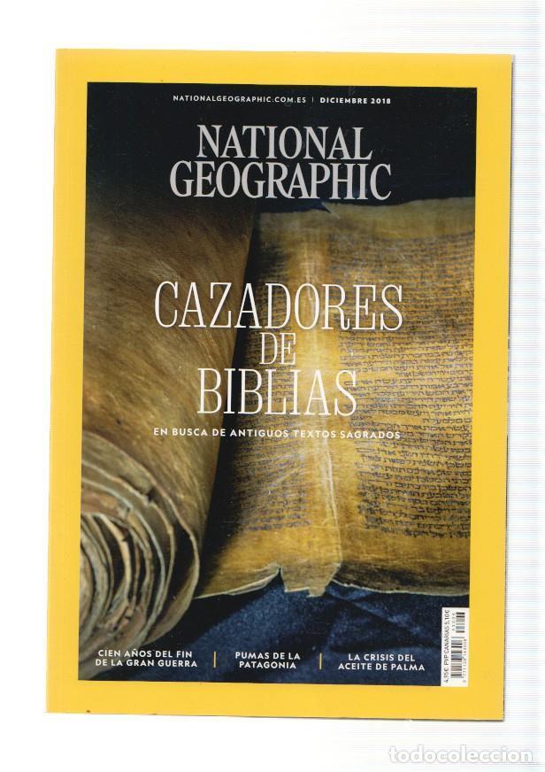 Postales: National Geographic, diciembre 2018: Cazadores de Biblias, en busca de antiguos - varios
