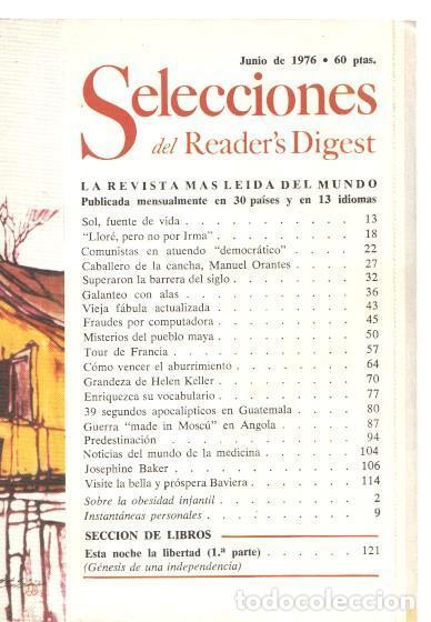 Cartes Postales: Selecciones del Reader s Digest.junio 1976: Sol,m fuente de vida- Comunistas en - varios