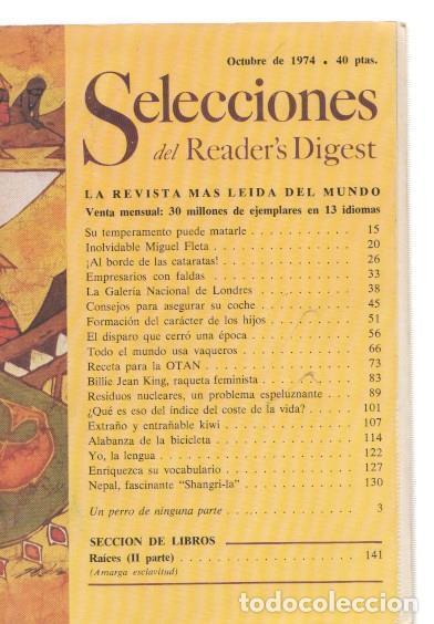 Postales: Selecciones del Reader s Digest octubre 1974: Inolvidable Miguel Fleta- Al borde - varios