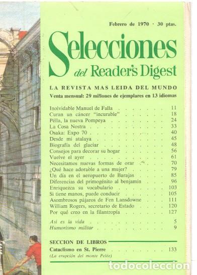 Postales: Selecciones del Reader s Digest febrero 1970: Inolvidable Manuel de Falla- Curan - varios