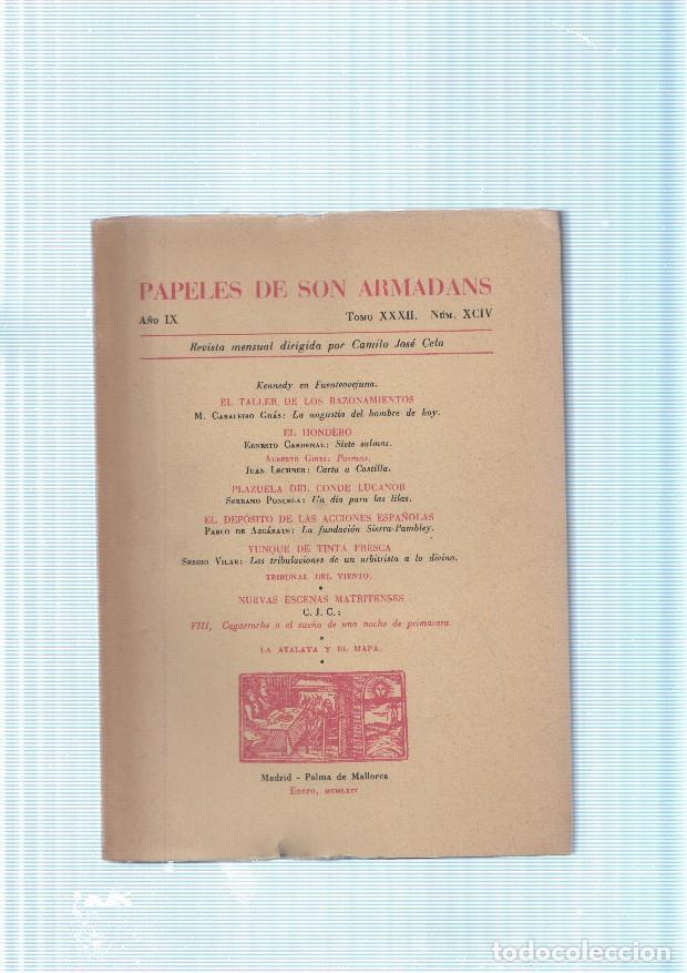 Cartoline: Papeles de son Armadans tomo 32 numero 94 contiene: Kennedy en Fuen- - varios
