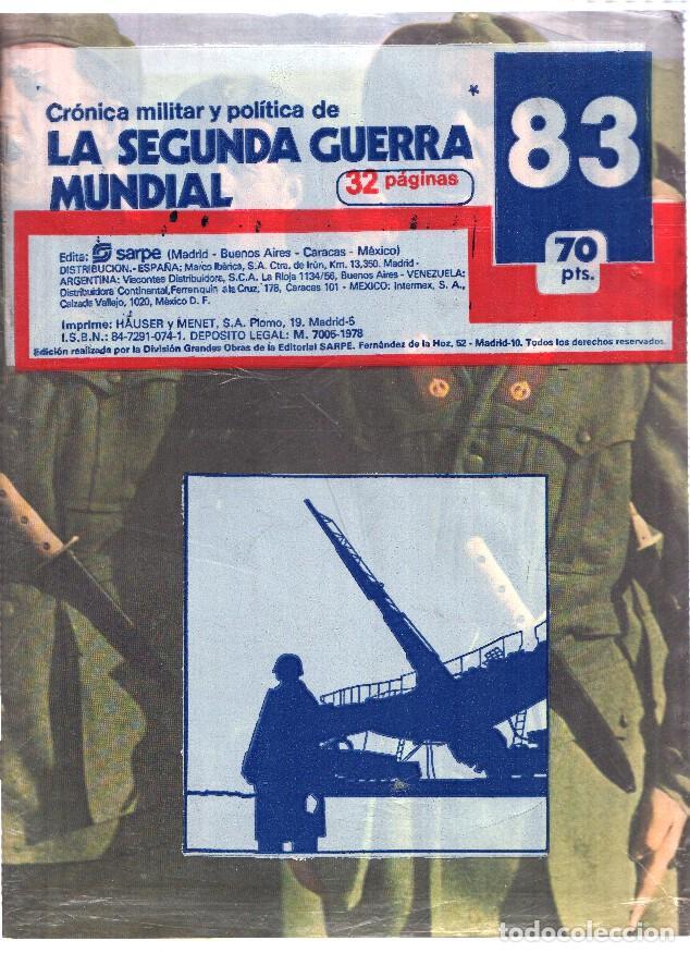 Postales: Fasciculo: Cronica Militar y Politica de LA SEGUNDA GUERRA MUNDIAL: Numero 083 (Sarpe 1978) - VARIOS