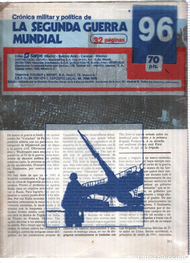 Postales: Fasciculo: Cronica Militar y Politica de LA SEGUNDA GUERRA MUNDIAL: Numero 096 (Sarpe 1978) - VARIOS