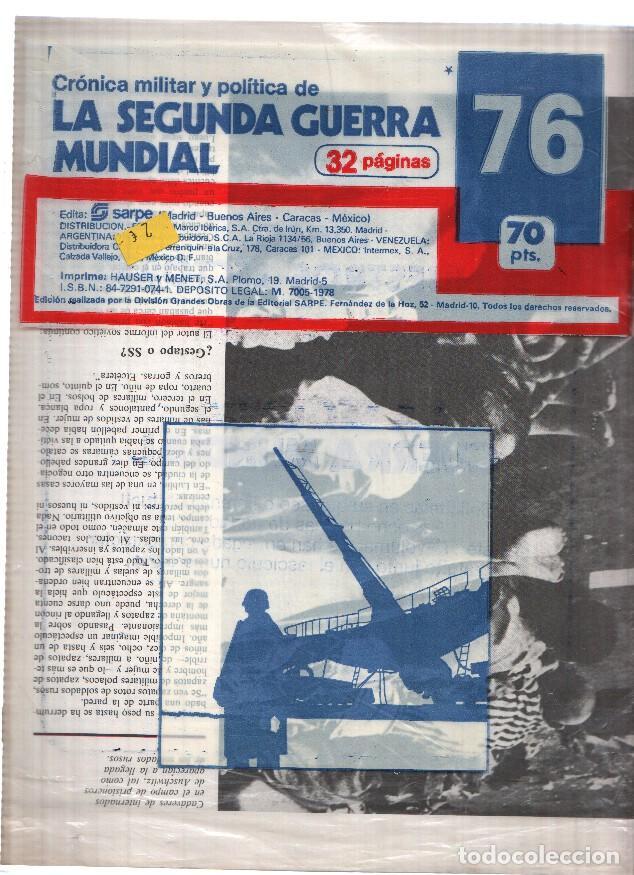 Postales: Fasciculo: Cronica Militar y Politica de LA SEGUNDA GUERRA MUNDIAL: Numero 076 (Sarpe 1978) - VARIOS
